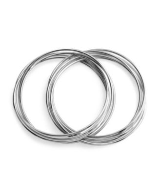 Set Of 10 Twist Multi Stacking Bangle Bracelets Round Smooth Thin Stainless Steel