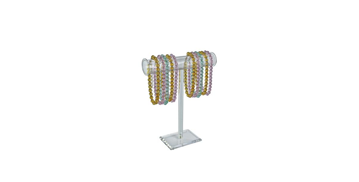 T-Bar Single-Pole Necklace and Bracelet Acrylic Jewelry Stand. Overall Measurements: 15"H x 14"W, Gift Shop
