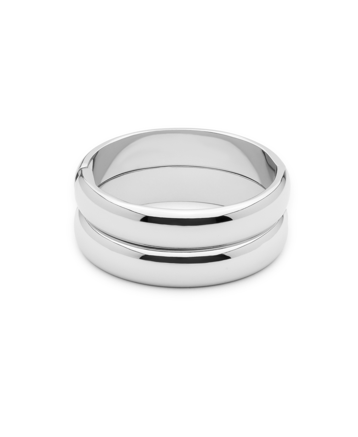 Simple Stackable Silver-Plated Bangle Bracelet Set - Rhodium