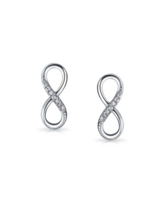Infinity Love Knot CZ Stud Earrings in Sterling Silver