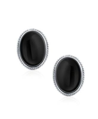 7CT Oval Cabochon Natural Jade Lapis Lazuli Onyx Turquoise 14K Gold Plated Sterling Silver Clip-On Earrings