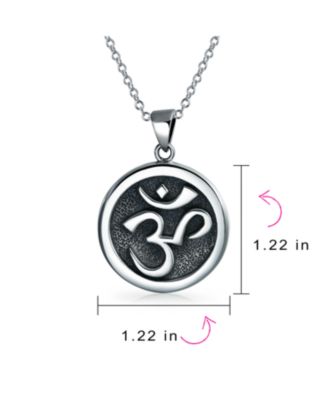 Circle Disc Aum Om Ohm Sanskrit Symbol Yoga Medallion Aum Om Ohm Necklace Pendant For Women s Men Necklace Oxidized Sterling Silver