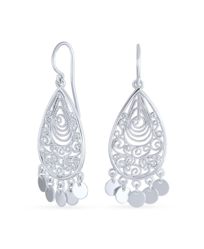 Bling Jewelry Moroccan Style Filigree Teardrop Dangle Statement Earrings