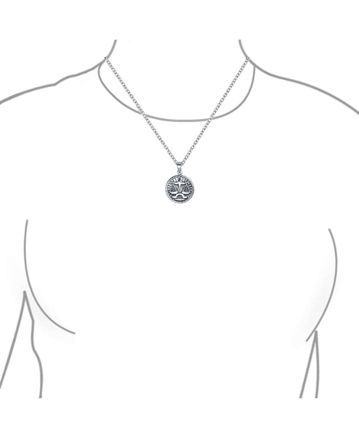 Bling Jewelry Libra Zodiac Sign Astrology Horoscope Round Medallion Pendant For Women Necklace Sterling- Silver