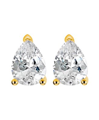 Suzy Levian Sterling Silver Cubic Zirconia Pear-Cut Classic Stud Earrings