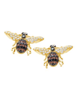 Suzy Levian Rose Sterling Silver Cubic Zirconia Bumble Bee Earrings