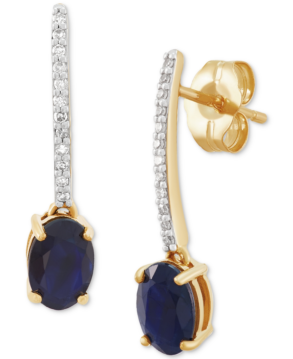 Macy's Sapphire (1-1/3 Ct. T.w.) & Diamond (1/20 Ct. T.w.) Drop Earrings In 10k Gold