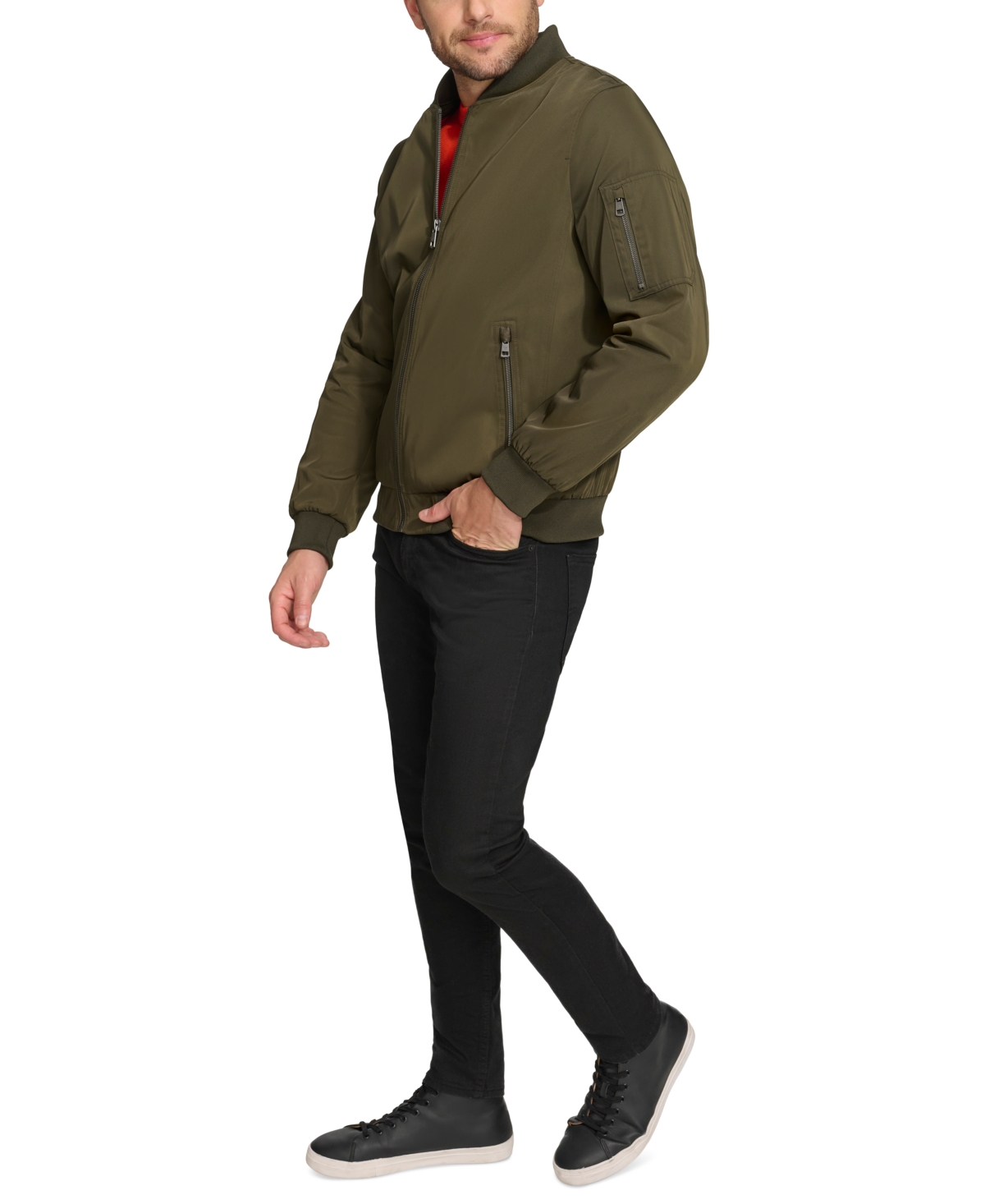 Calvin Klein Men's Solid-Color Zipper Flight Jacket