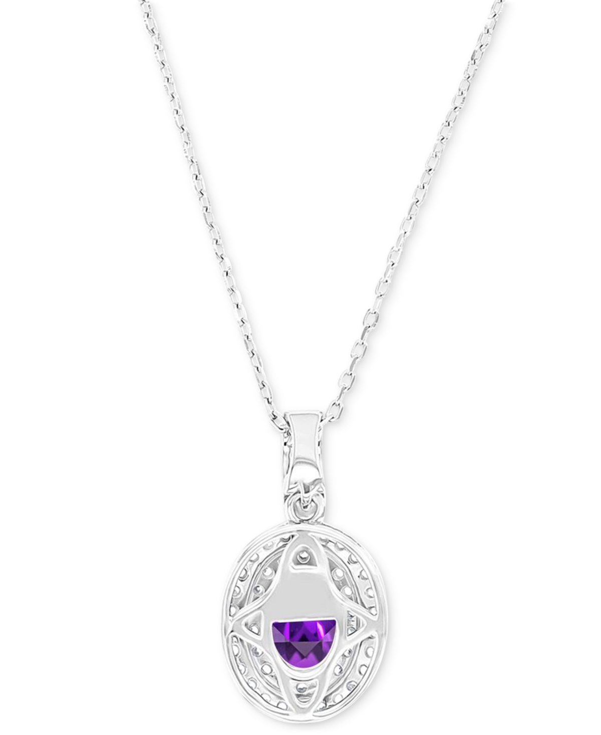 (1-1/20 ct. t.w.) & Lab-Grown White Sapphire (1/2 ct. t.w.) Oval Halo Birthstone Pendant Necklace in Sterling Silver, 16
