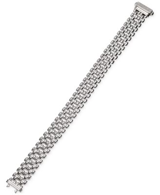 Diamond Pav&eacute; Clasp Wide Link Bracelet (1/4 ct. t.w.) in Sterling Silver