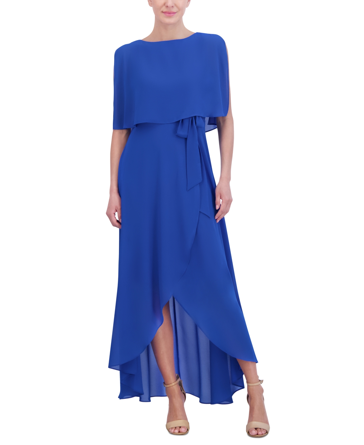 Shop Jessica Howard Women's Chiffon-overlay Maxi Dress In Cobalt