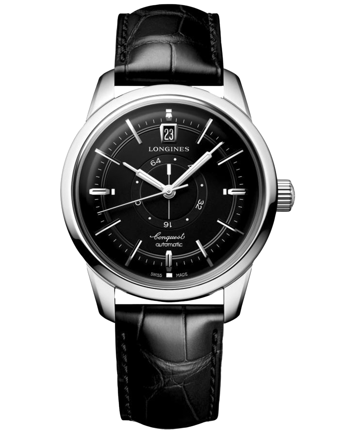 Longines Women's Swiss Automatic Conquest Heritage Black Leather Strap Watch 38mm In No Color
