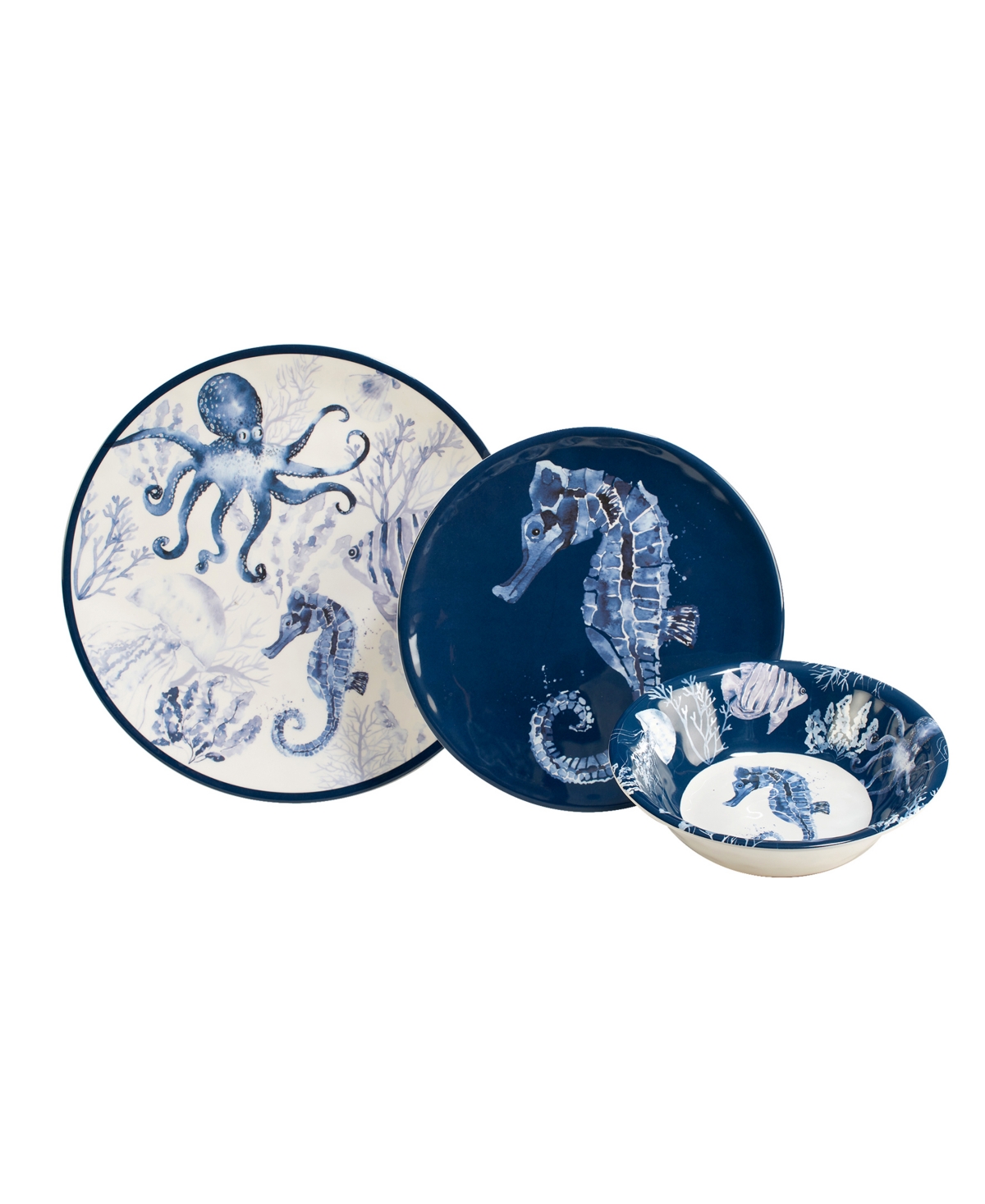 CERTIFIED INTERNATIONAL SEA LIFE 12 PC DINNERWARE SET, SERVICE FOR 4 