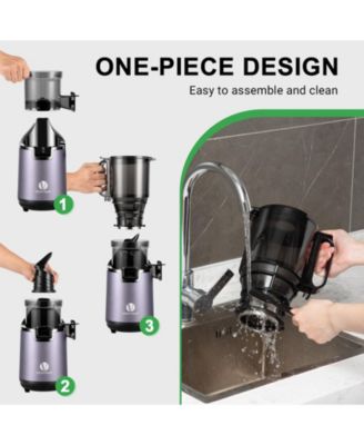 Slow Masticating Cold Press Juicer, Extra-Wide 5.1" Feed Chute, 250W High-Yield Juicer with 1 FREE Extra Auger