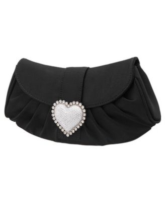 Crystal Heart Adorned Clutch Handbag
