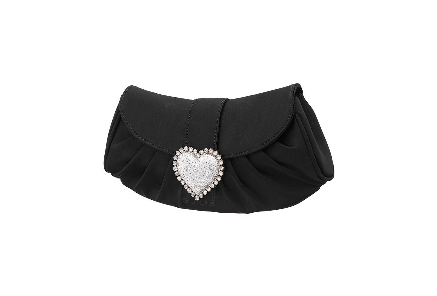Женский клатч Nina Crystal Heart Adorned Clutch Handbag, цвет: Чёрный — фото 3