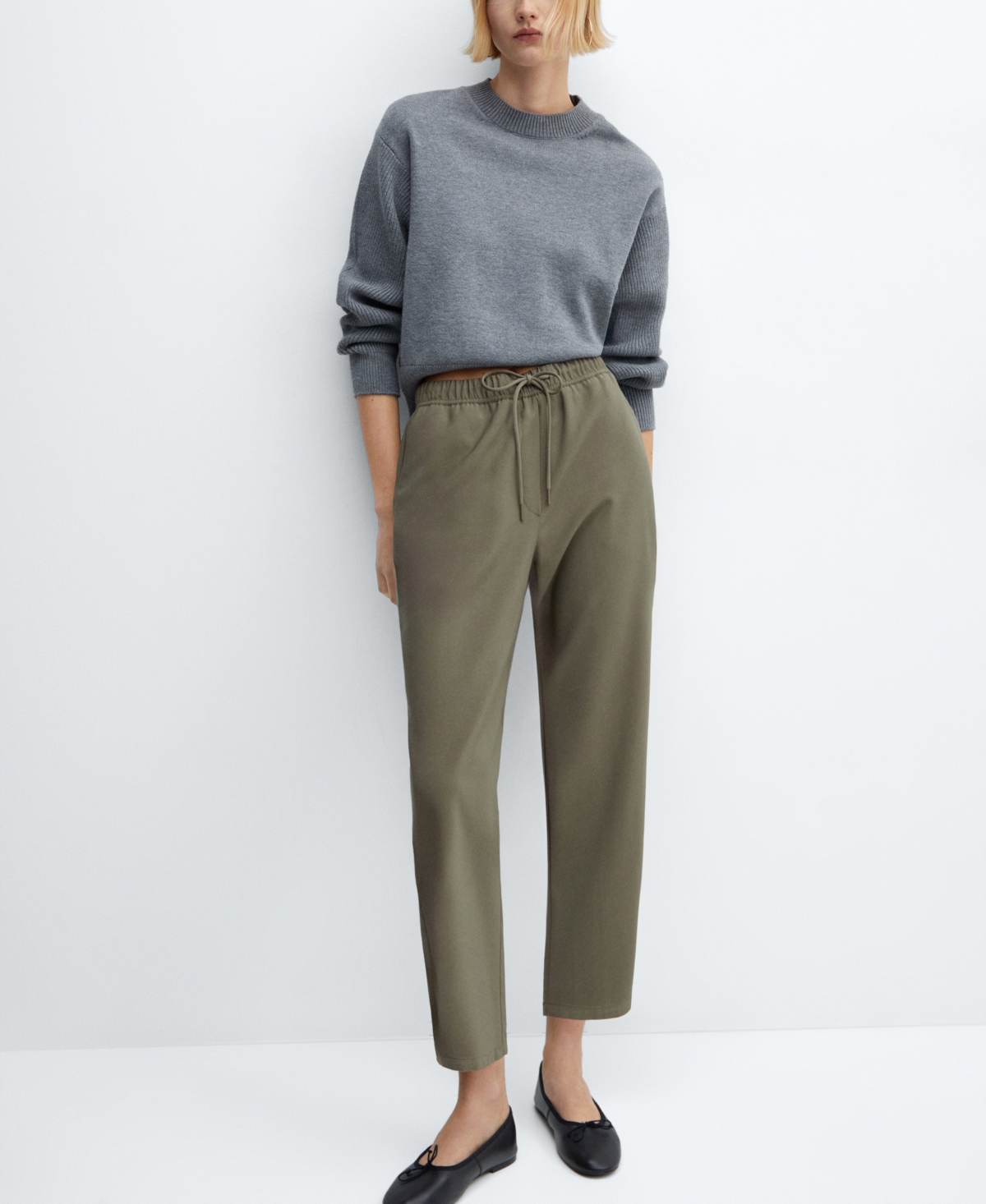 Mango Women's Flowy Bow Detail Straight-Fit Pants