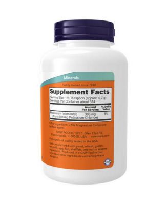 NOW Foods Potassium Chloride Powder – 363 Mg – 8 Oz – Electrolyte Supplement