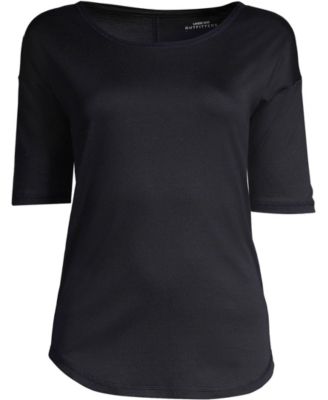 Women's Supima Micro Modal Elbow Sleeve Balletneck Curved Hem Top