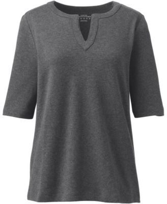 Women's Cotton Polyester Modern Half Sleeve Splitneck