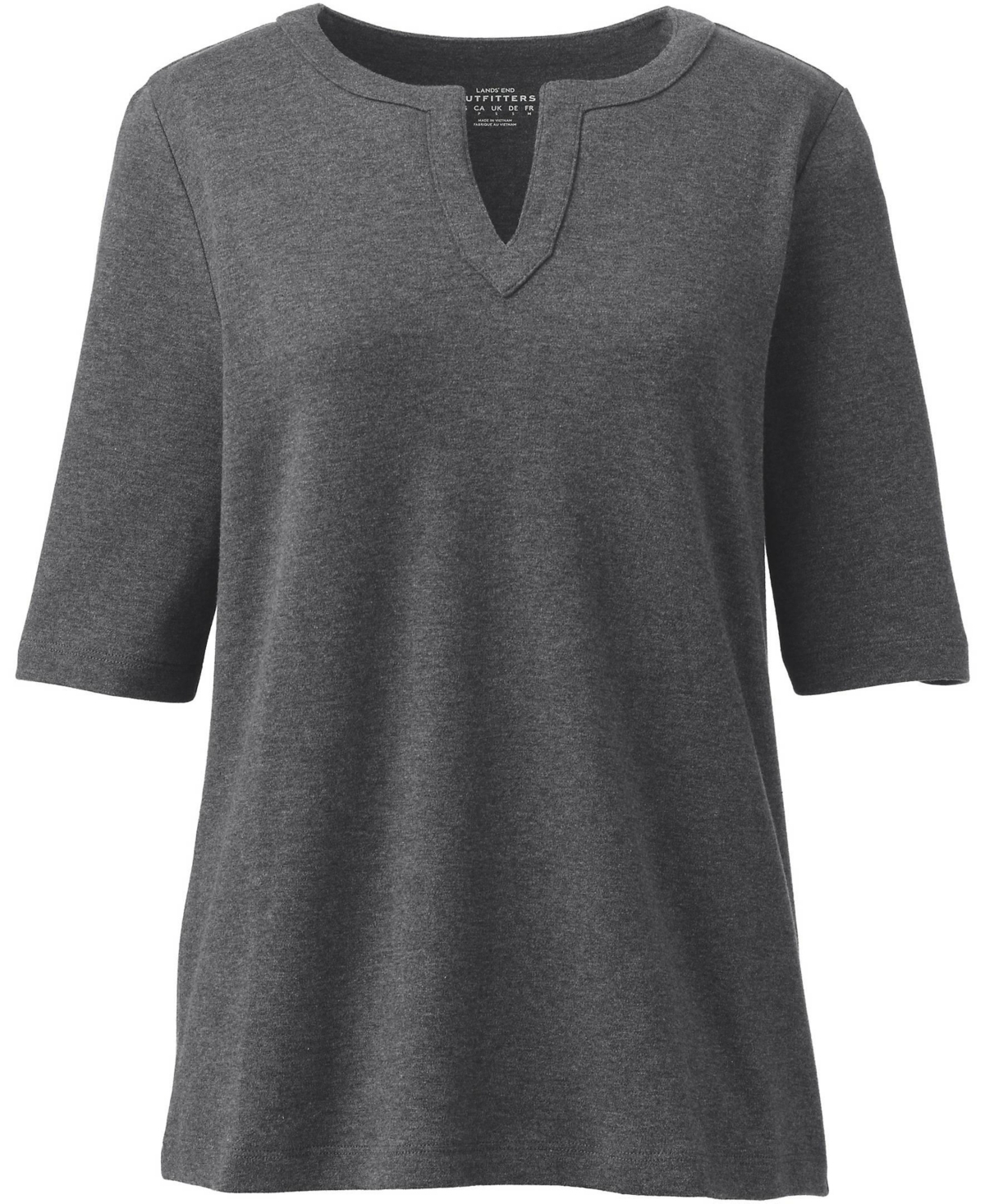 Lands' End Women's Cotton Polyester Modern Half Sleeve Splitneck