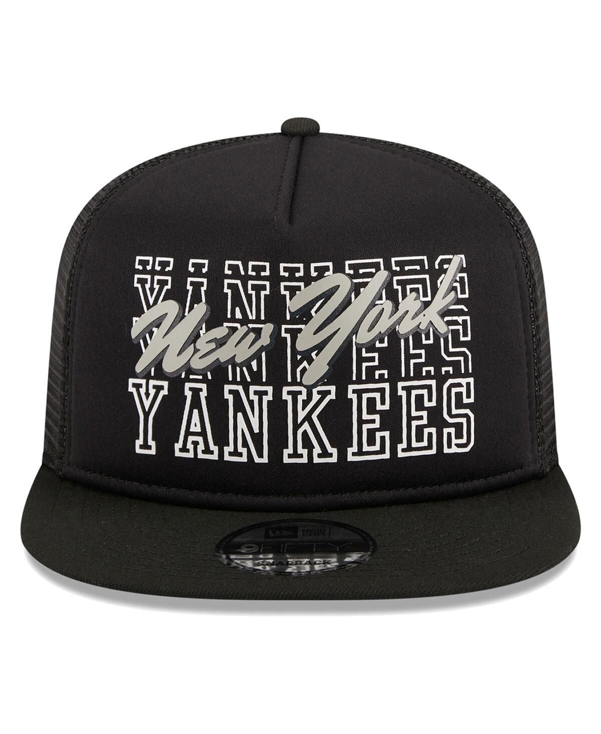 New Era Men's  Black New York Yankees Street Team A-frame Trucker 9fifty Snapback Hat In Black