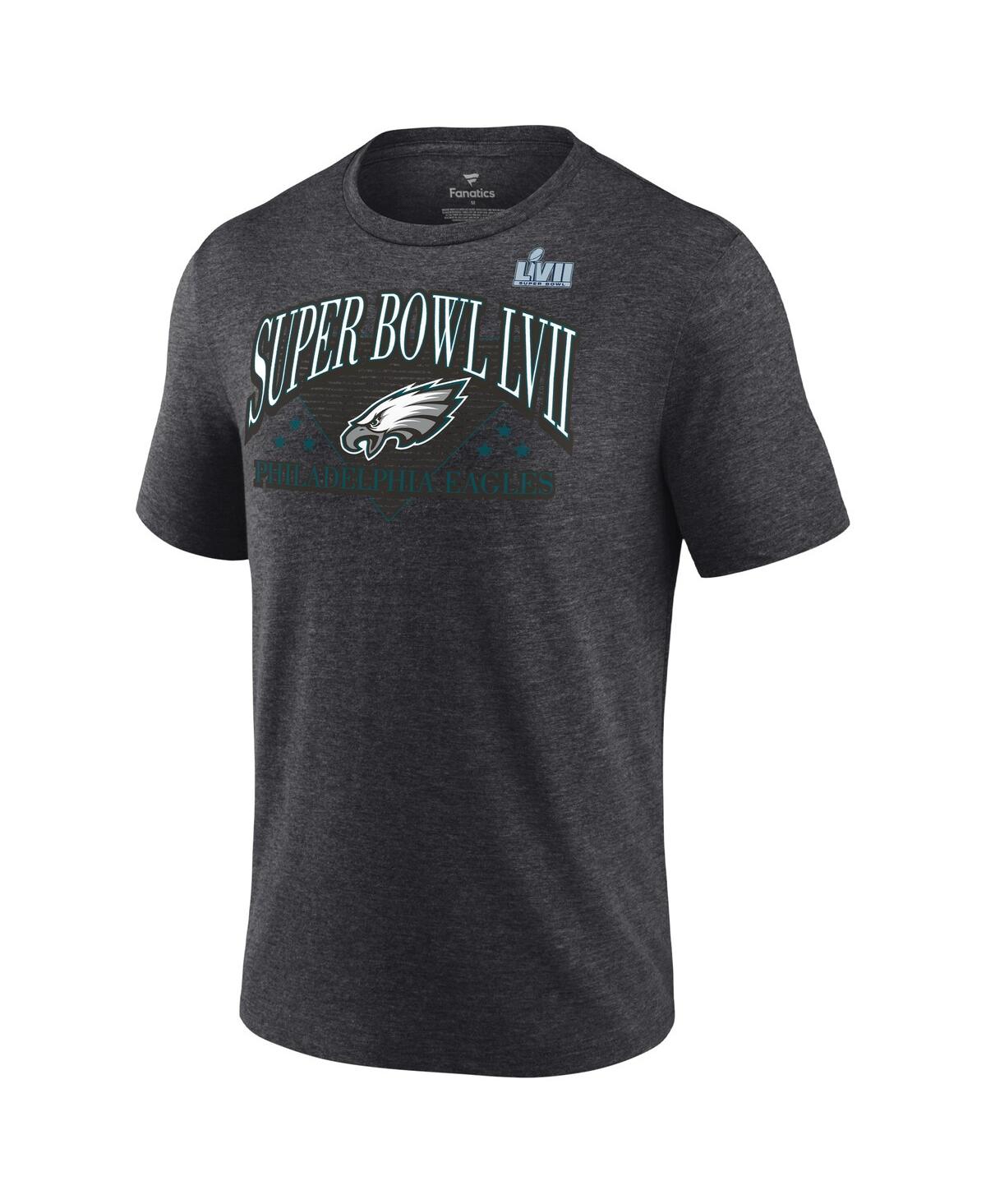 Men's FanaticsPhiladelphia Eagles Super Bowl Lvii Tri-Blend Triangle Strategy T-shirt - Heather Charcoal