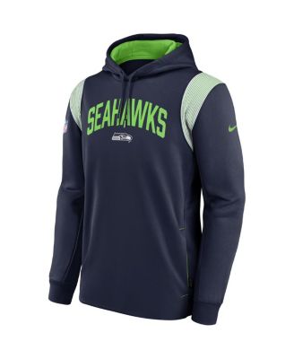 Men's College Navy Seattle Seahawks Sideline Athletic Stack Performance Pullover Hoodie