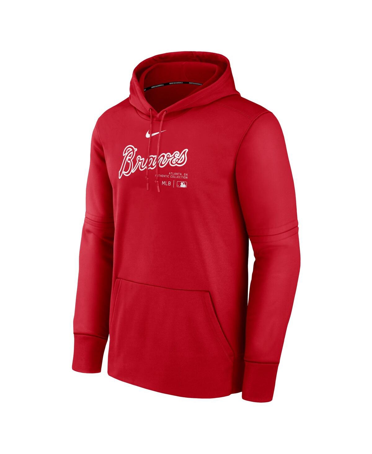 Men's NikeAtlanta Braves Authentic Collection Practice Performance Pullover Hoodie - Red