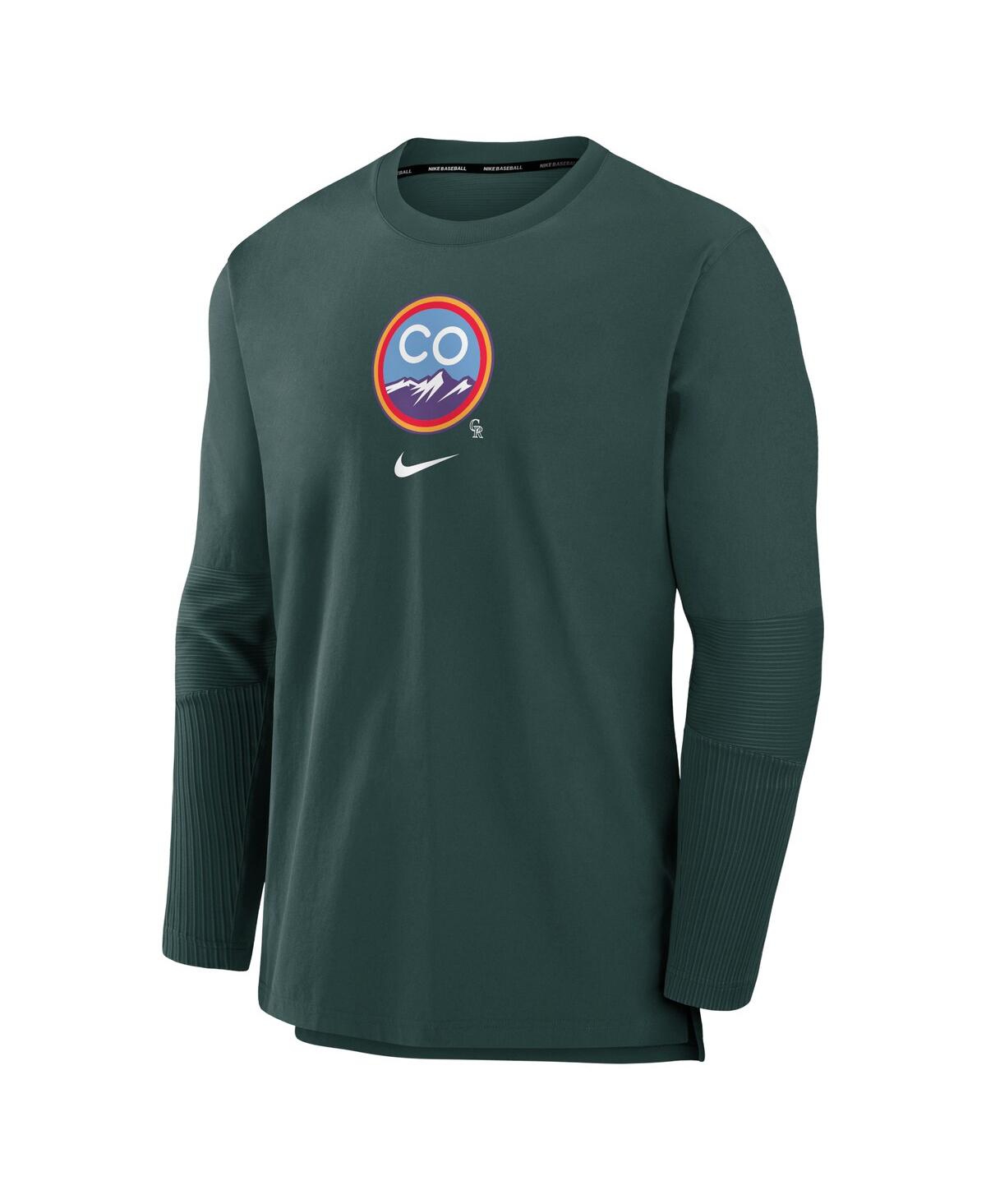 Men's Nike HunterColorado Rockies Authentic Collection City Connect Player Tri-Blend Performance Pullover Jacket - Green