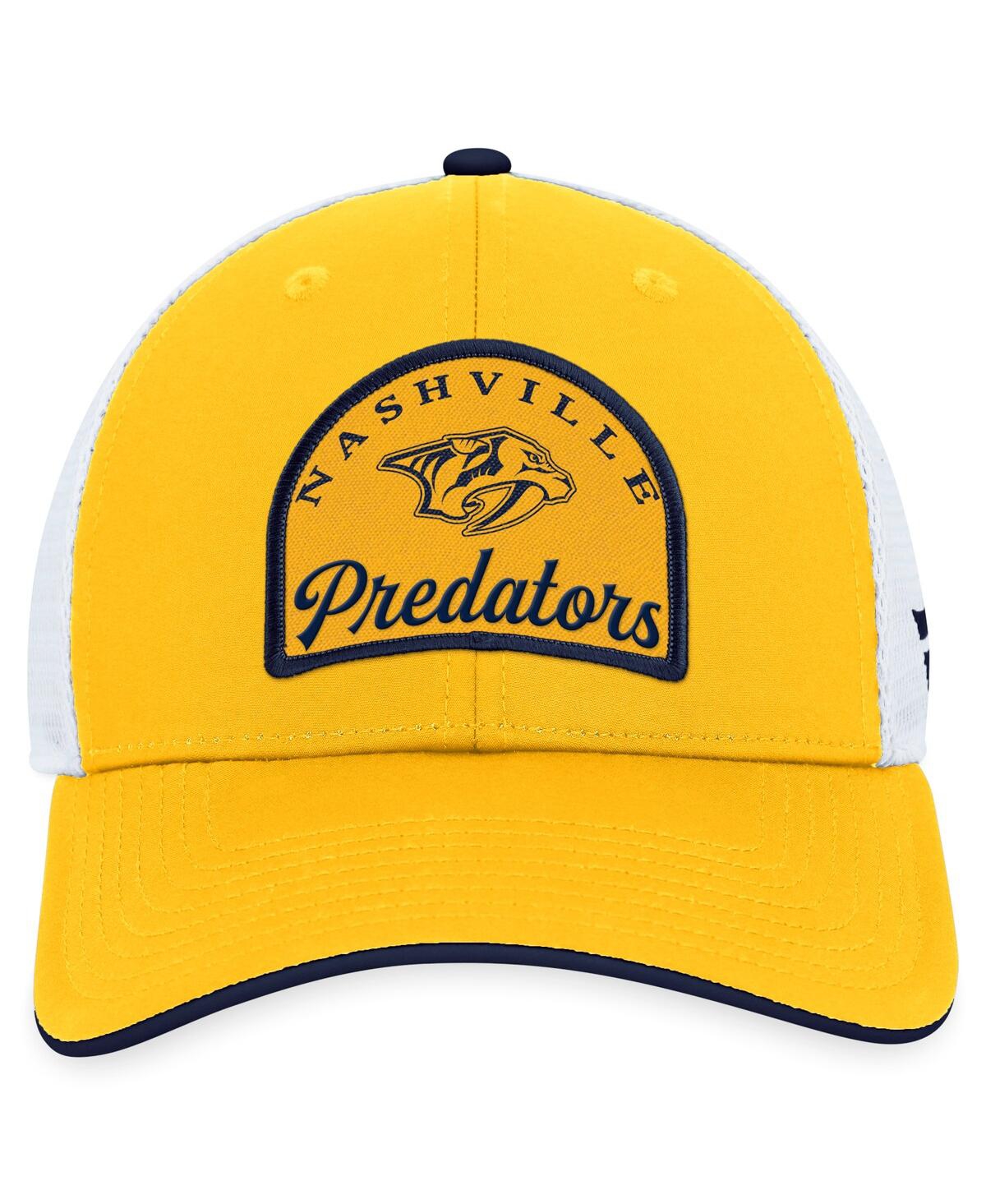 Shop Fanatics Men's  Gold, White Nashville Predators Fundamental Adjustable Hat In Gold,white