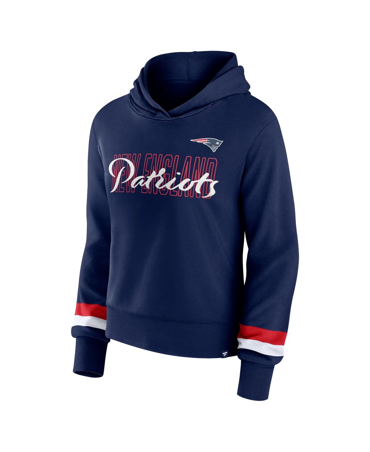 Shop Fanatics Women's  Navy New England Patriots Over Under Pullover Hoodie