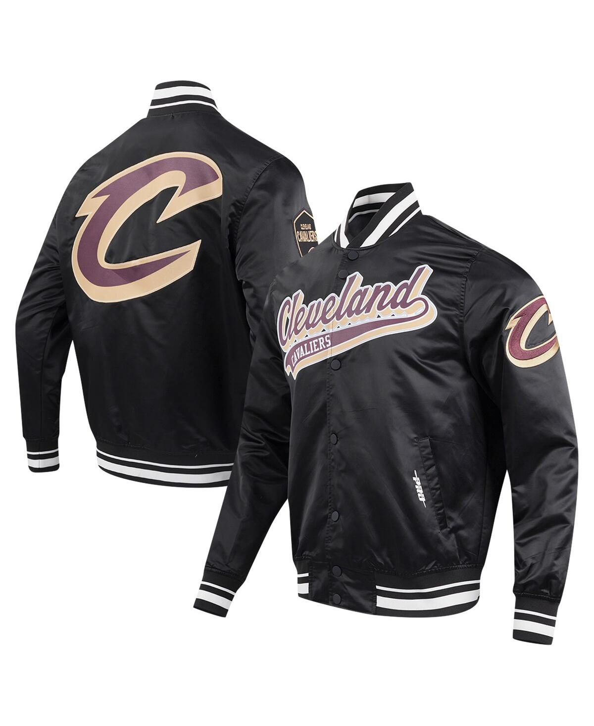 Shop Pro Standard Men's  Black Cleveland Cavaliers Script Tail Full-snap Satin Varsity Jacket