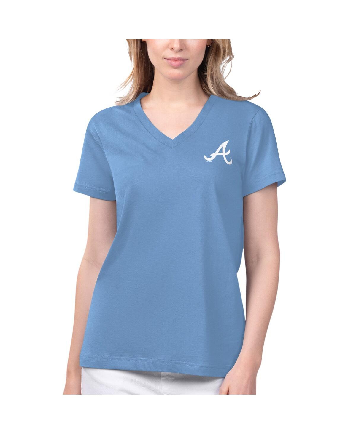 Shop Margaritaville Women's  Light Blue Atlanta Braves Game Time V-neck T-shirt