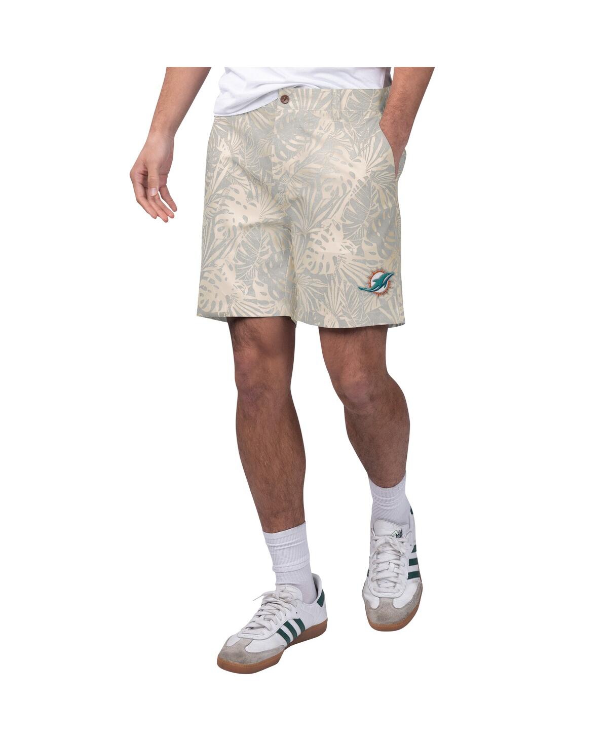 Shop Margaritaville Men's  Gray Miami Dolphins Sandwashed Monstera Print Amphib Shorts