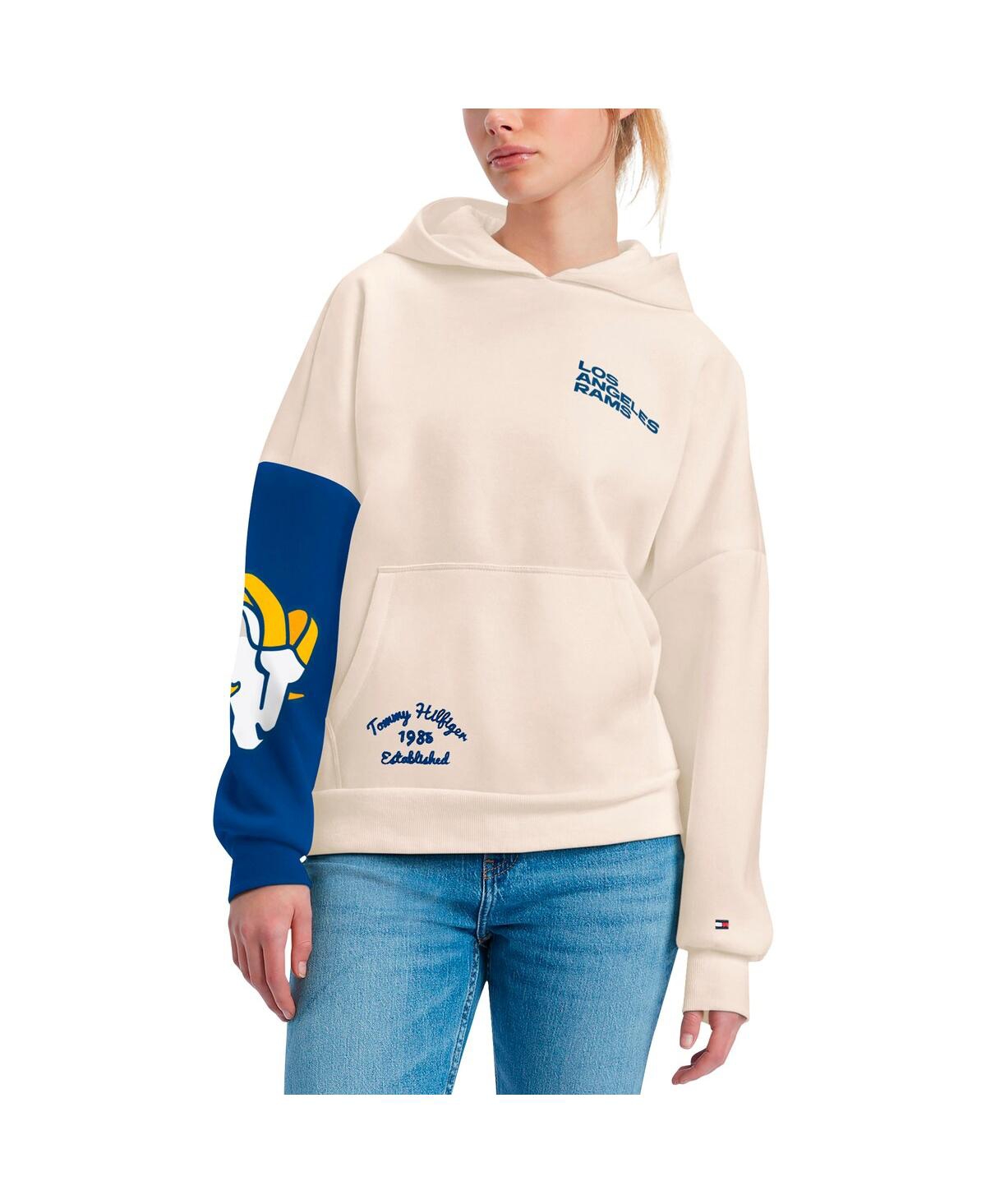 TOMMY HILFIGER WOMEN'S TOMMY HILFIGER CREAM, ROYAL LOS ANGELES RAMS HARRIET PULLOVER HOODIE 