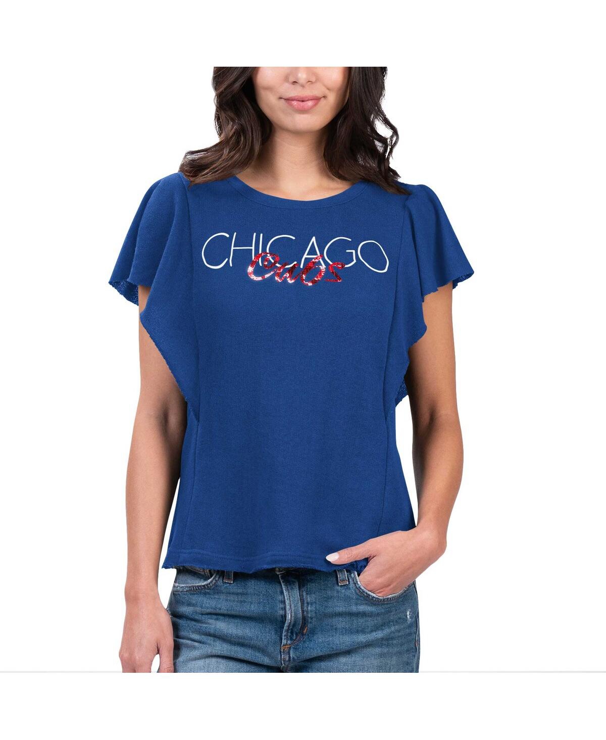 Shop G-iii 4her By Carl Banks Women's  Royal Chicago Cubs Crowd Wave T-shirt