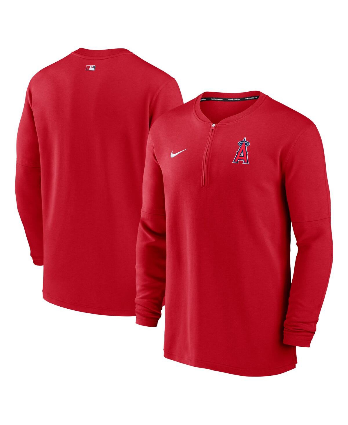 Shop Nike Men's  Red Los Angeles Angels Authentic Collection Game Time Performance Quarter-zip Top