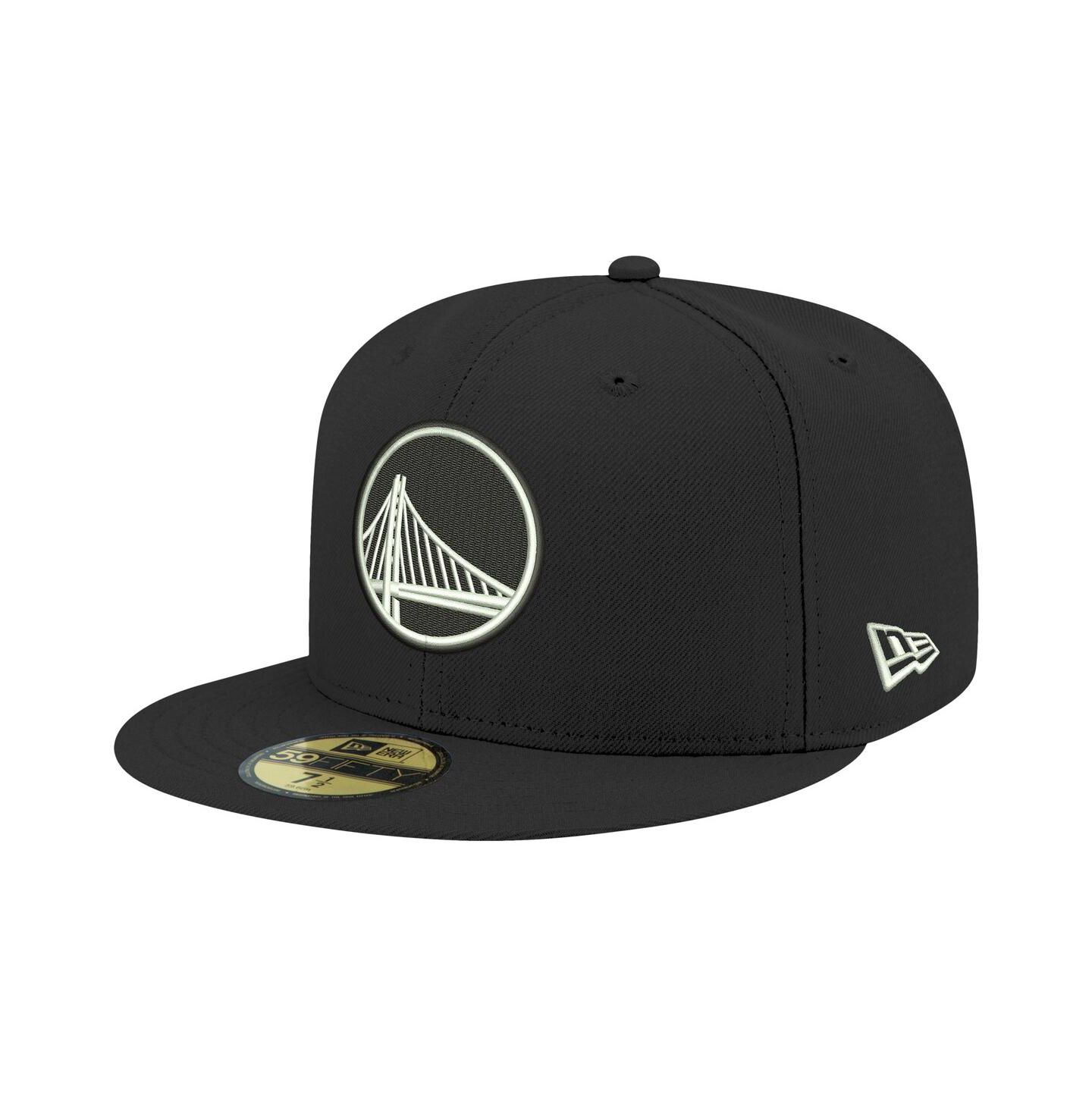Мужская кепка New Era Black Golden State Warriors Black and White 59FIFTY Fitted Hat — фото 1