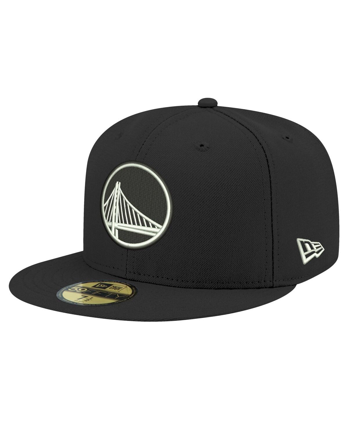 Men's New Era Black Golden State Warriors Black and White 59FIFTY Fitted Hat - Black