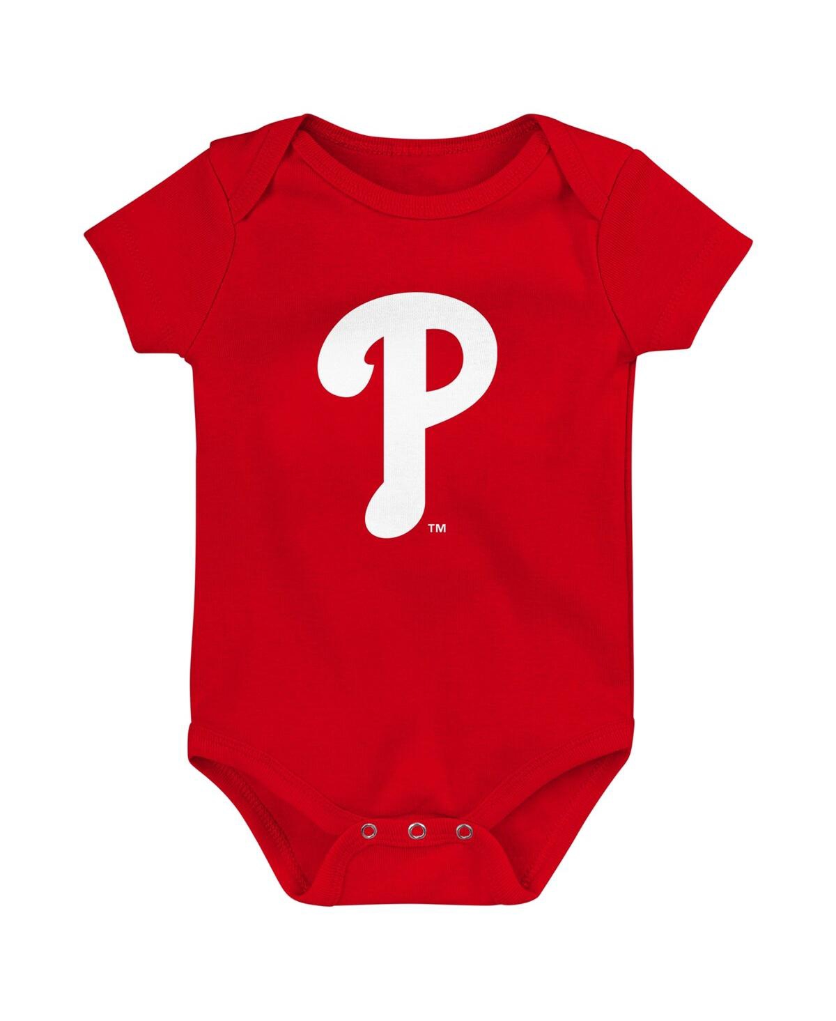Shop Fanatics Baby Boys And Girls  Philadelphia Phillies Fan Pennant 3-pack Bodysuit Set In Red
