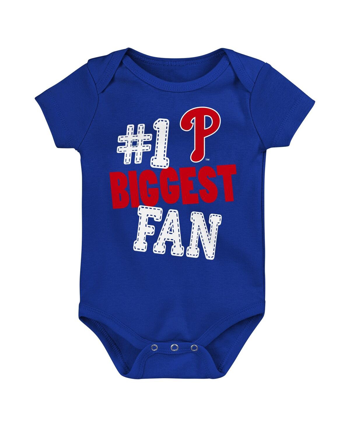 Baby Boys and Girls Fanatics Philadelphia Phillies Fan Pennant 3-Pack Bodysuit Set - Royal, White
