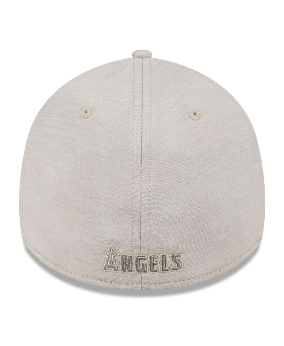 Shop New Era Men's  Cream Los Angeles Angels 2024 Clubhouse 39thirty Flex Fit Hat