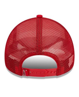 Men's White, Red Los Angeles Angels Stacked A-Frame Trucker 9FORTY Adjustable Hat