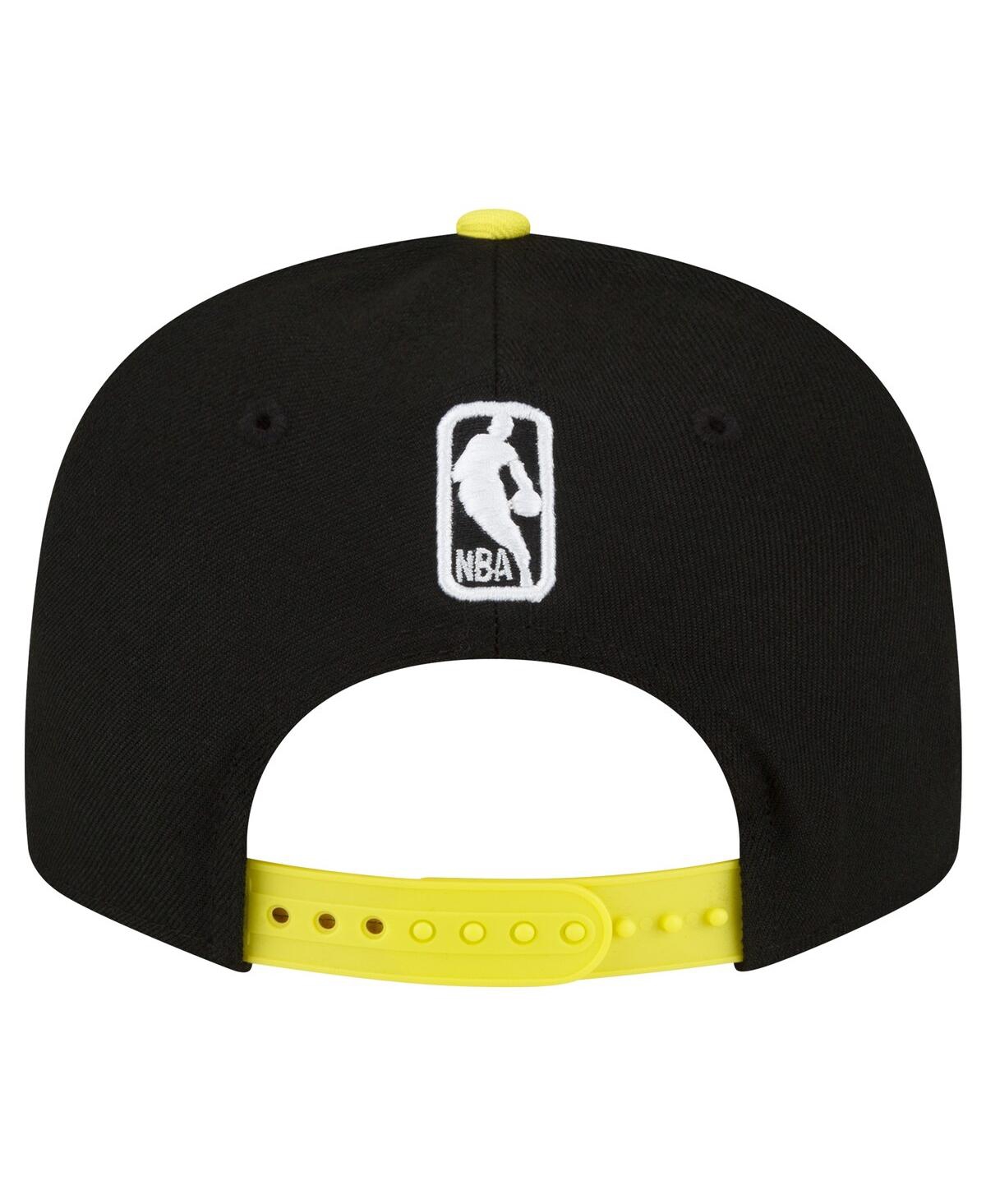 New Era Men's  Black, Yellow Utah Jazz Official Team Color 2tone 9fifty Snapback Hat In Black,yellow