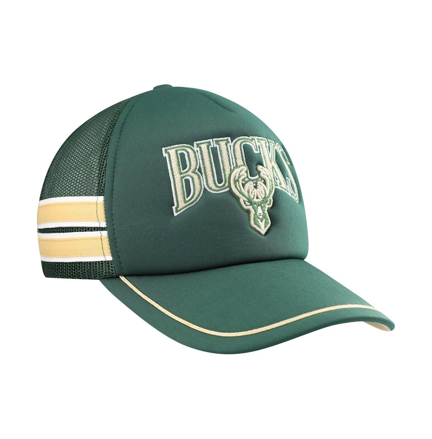 Мужская кепка '47 Brand Hunter Green Milwaukee Bucks Sidebrand Stripes Trucker Adjustable Hat — фото 3
