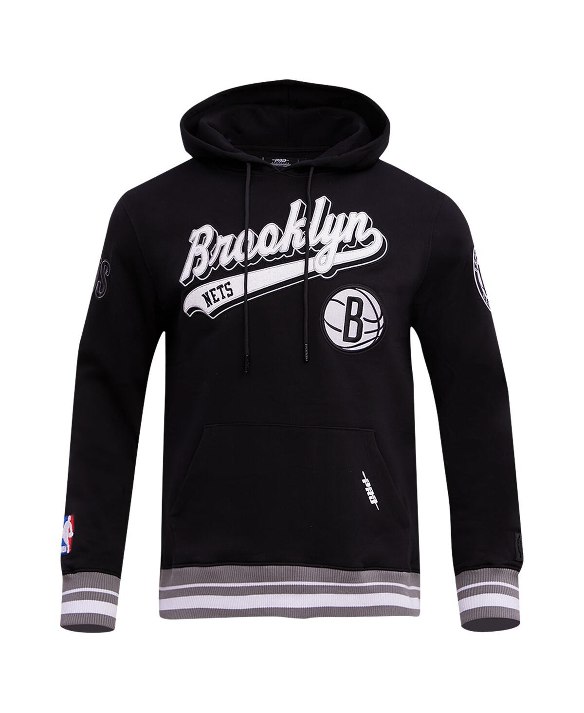 Pro Standard Men's  Black Brooklyn Nets Script Tail Pullover Hoodie In Black