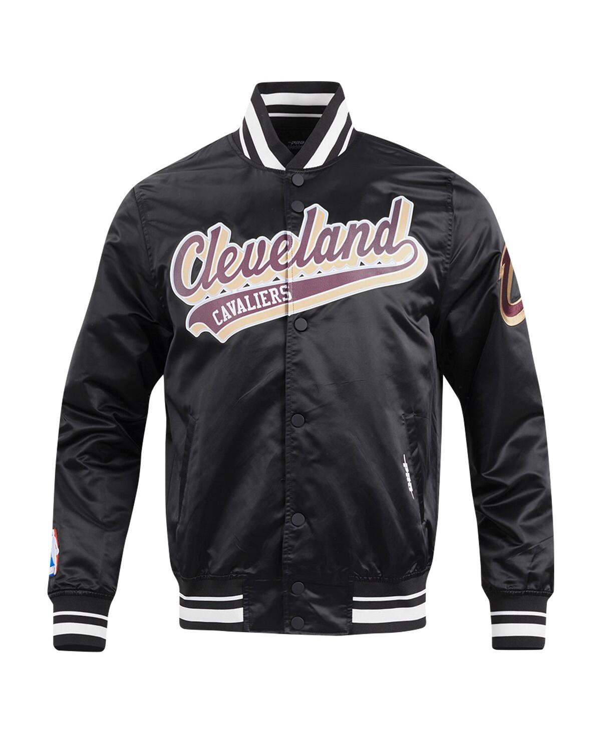 Shop Pro Standard Men's  Black Cleveland Cavaliers Script Tail Full-snap Satin Varsity Jacket