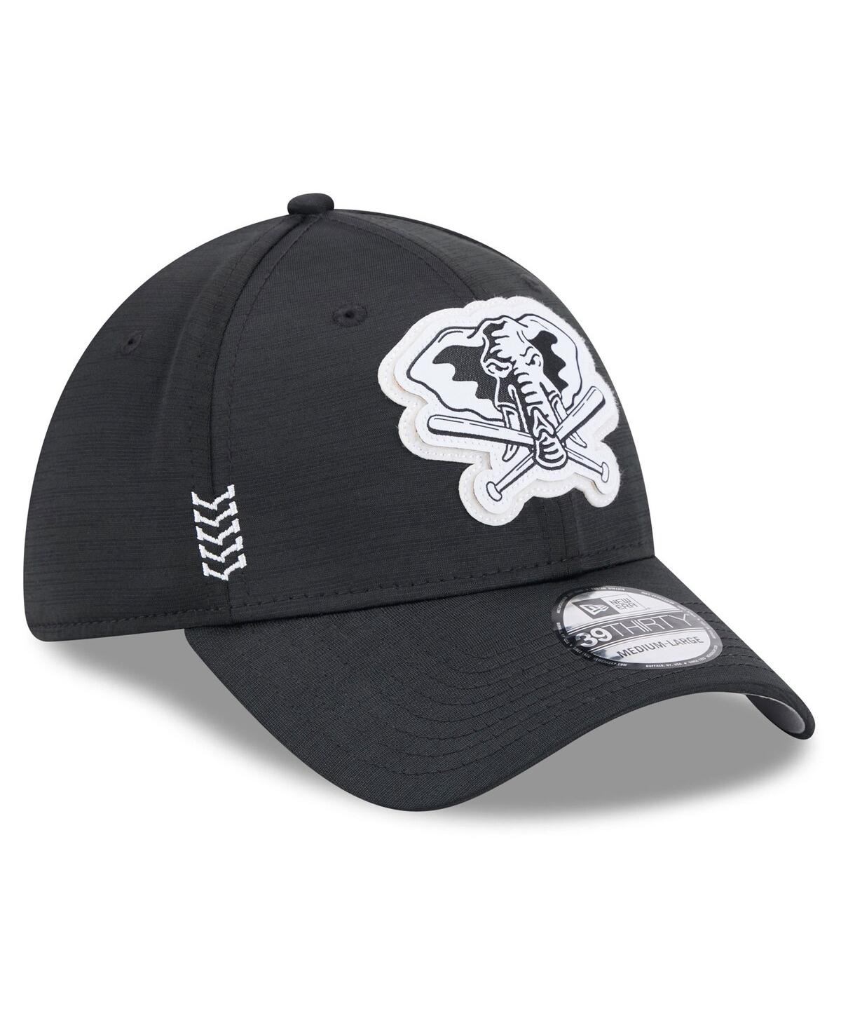 Shop New Era Men's  Black Oakland Athletics 2024 Clubhouse 39thirty Flex Fit Hat