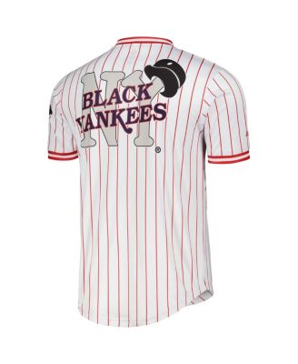 Men's White Distressed Black Yankees V-Neck Jersey